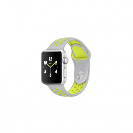 Watch Nike+, 38mm Silver Aluminium Case with Flat Silver/Volt Nike Sport Band